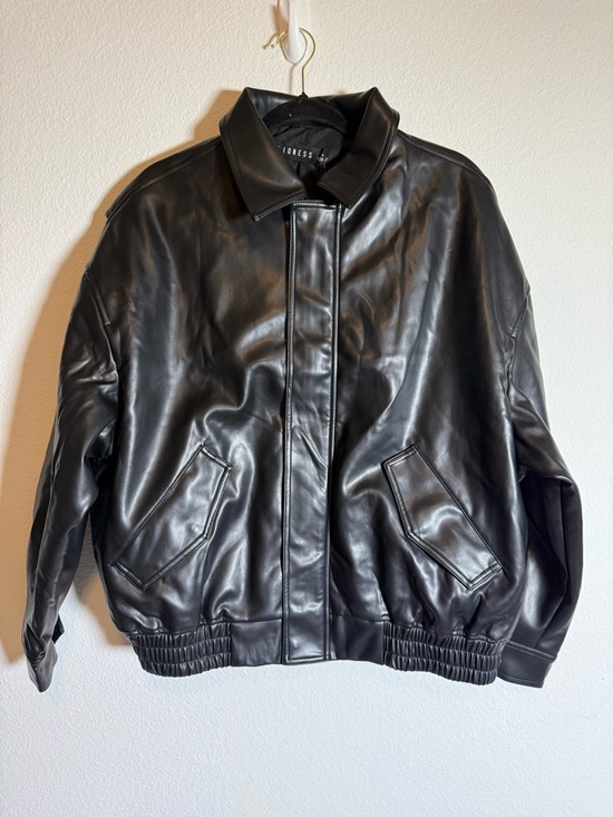 Lioness Jackets & Blazers - Lioness Kenny Bomber Jacket Black Faux Leather Oversized‎ Minimalist Chic M